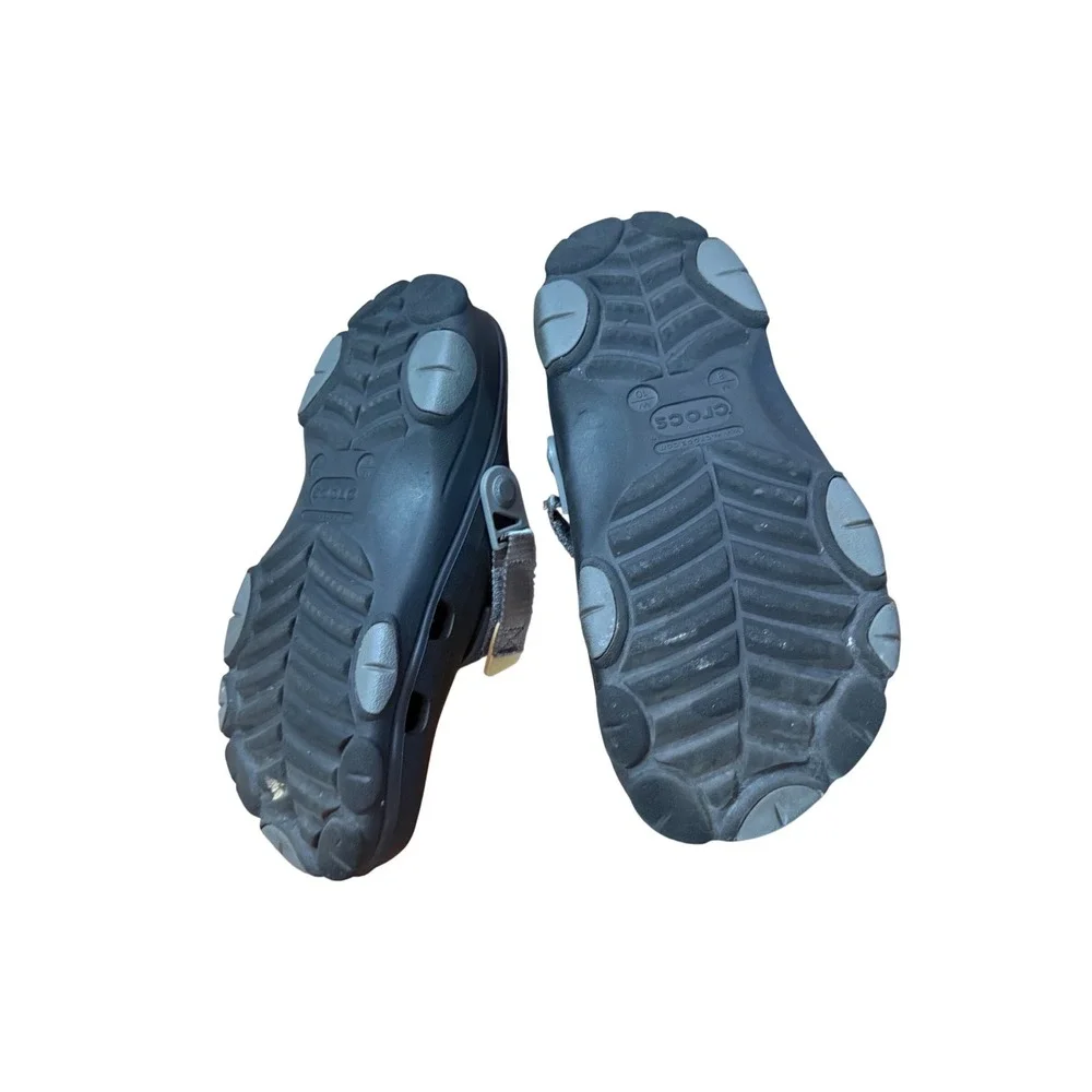 Crocs Classic All-Terrain Clogs Black Adjustable Strap Mens 8 Womens 10 Charms